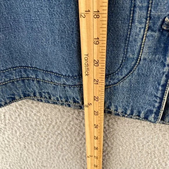 Chicos Jacket Womens 1 US 8 Blue Denim Medium Wash Embroidered Silk Lined Pocket - Picture 9 of 10